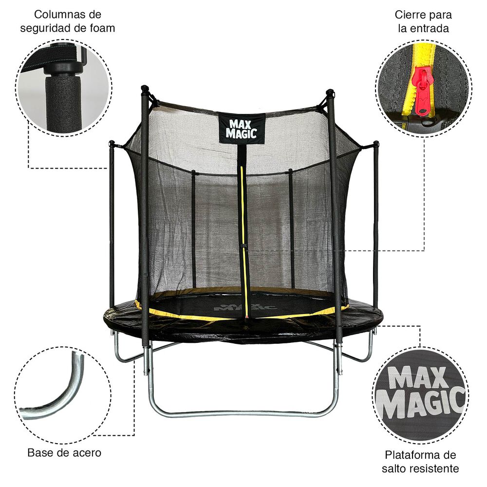 Cama El&aacute;stica Max Magic 244cm Negra Con Red De Seguridad image number 3.0