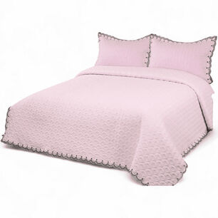  Cubrecama Bordado De Algod&oacute;n Para 2 Plazas 230cm X 250cm Colcha Color Palo Rosa Cb5