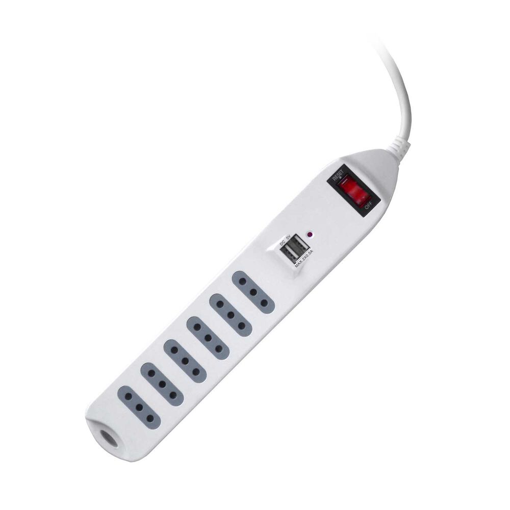Alargador Zapatilla Con Switch Macrotel 6 Posiciones 2 Usb image number 0.0