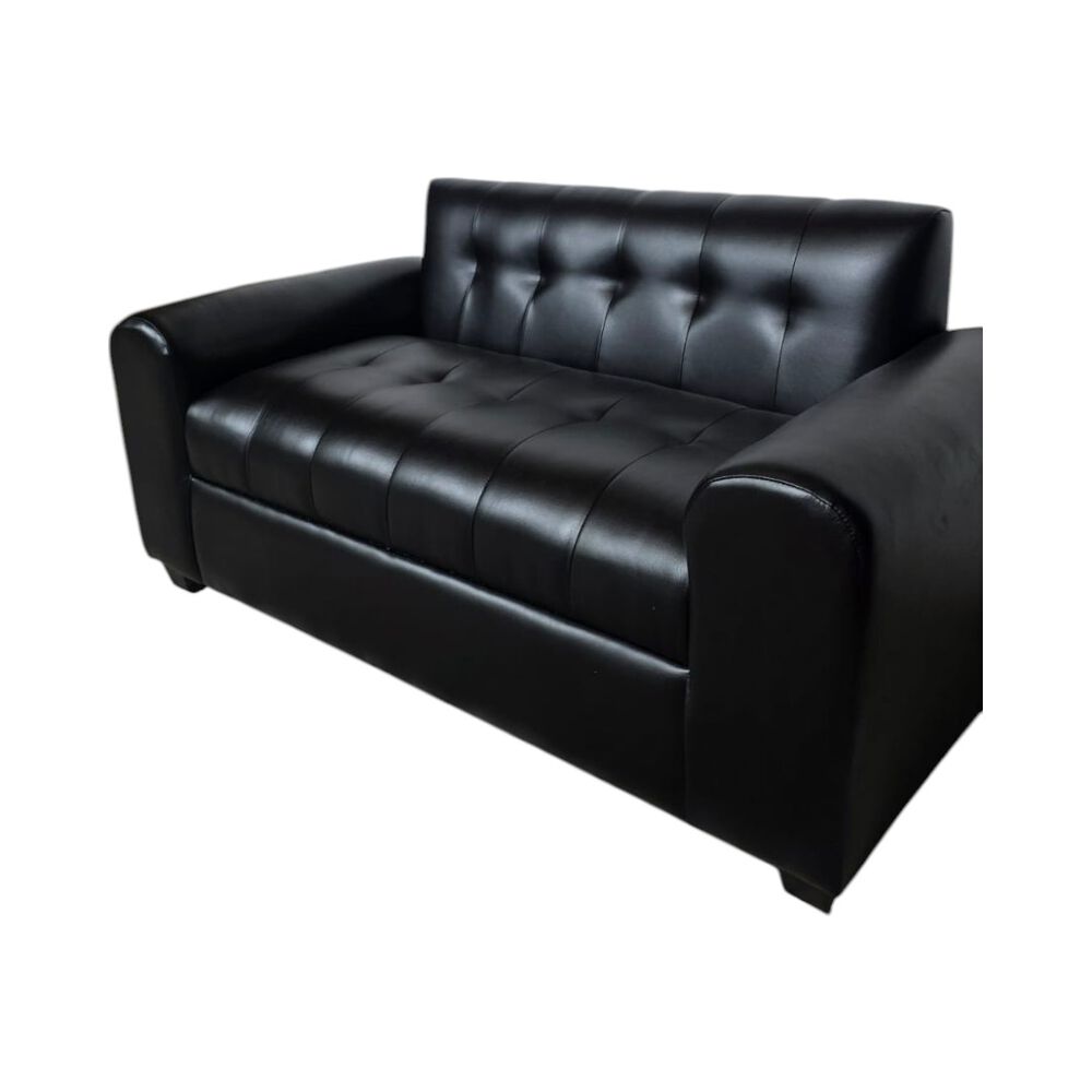 Sofa Dos Cuerpos Brazos Redondos Ecocuero Negro image number 2.0