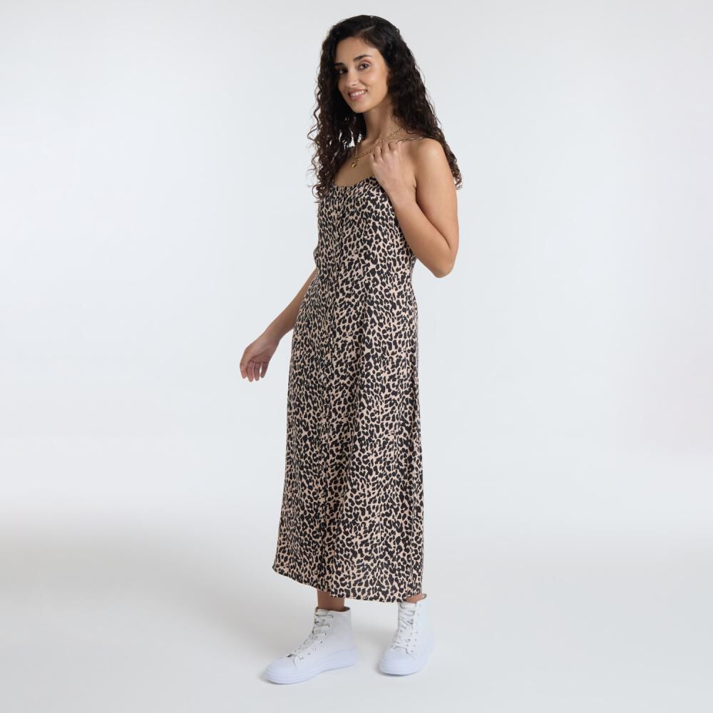 Vestido Largo Animal Print Sin Mangas Cuello V Mujer Freedom image number 2.0