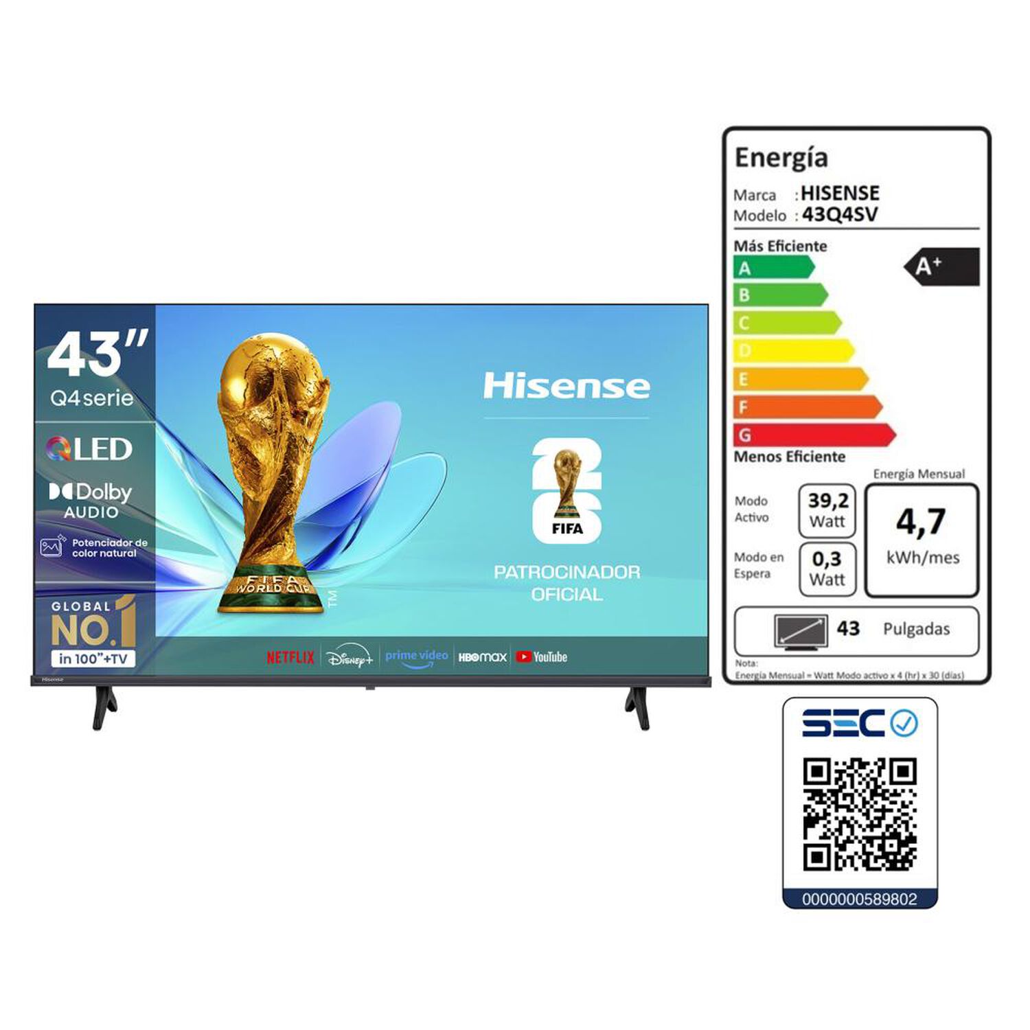 Qled 43" Hisense 43Q4SV / Full HD / Smart TV image number 15.0