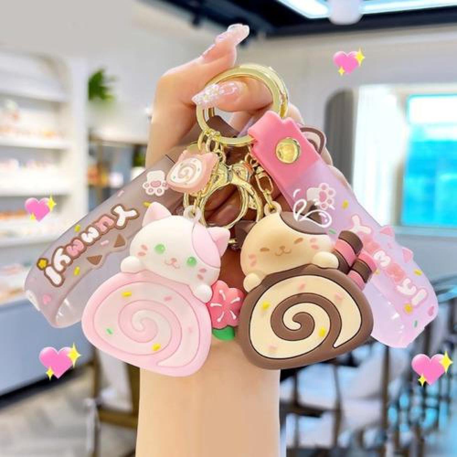 Llavero Gatito Cake Roll Yummy Super Cute Kawaii Silicona image number 1.0