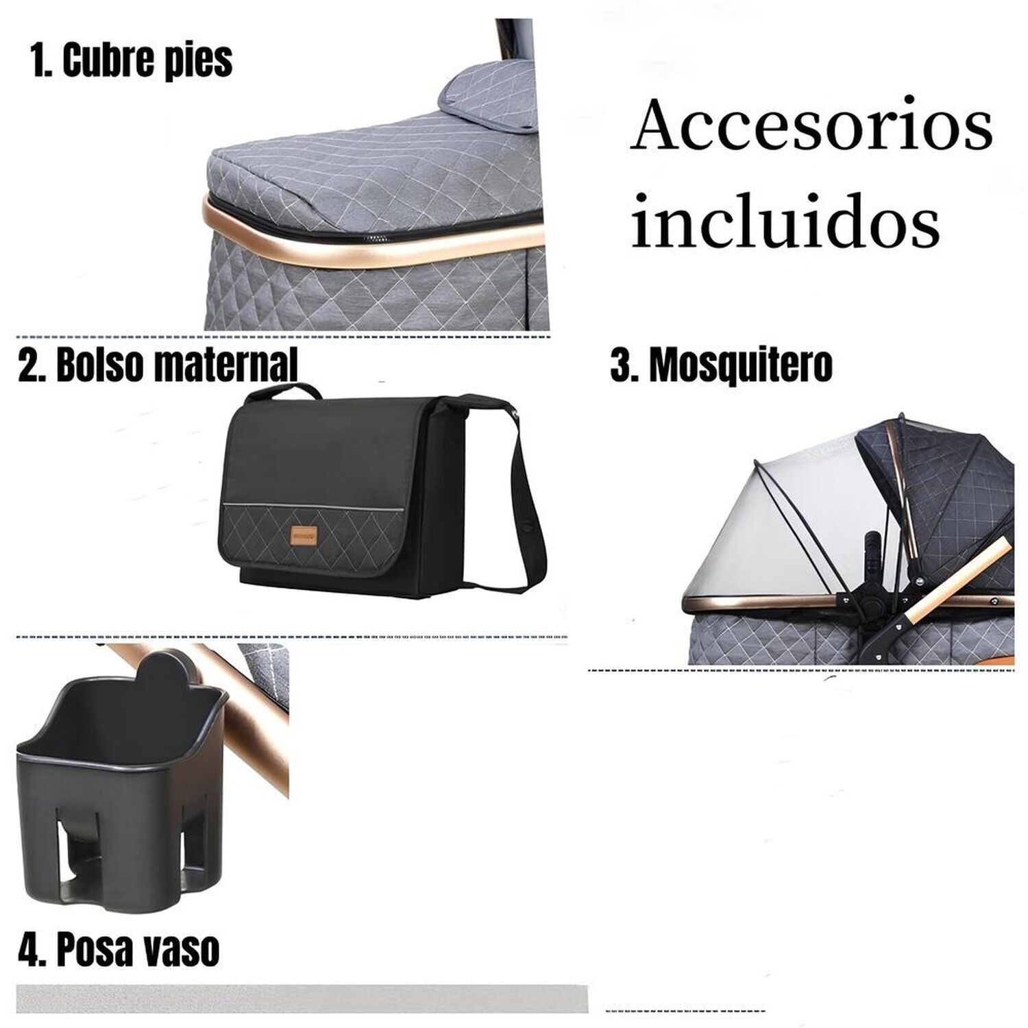 Coche Travel System Con Accesorios Lubabycas X1 Gris image number 7.0