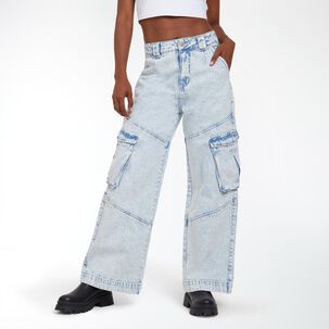Jeans Cargo Tiro Medio Regular Mujer Rolly Go
