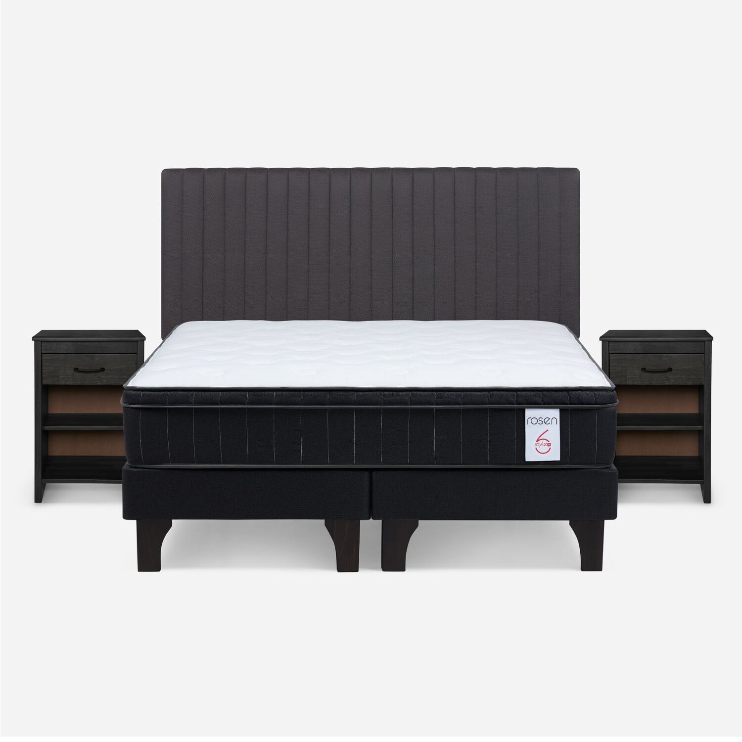 Cama Europea Rosen New Style 6 Plus + Respaldo Lucio / 2 Plazas / Base Normal + Set De Maderas image number 0.0