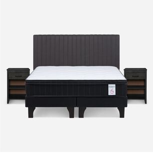 Cama Europea Rosen New Style 6 Plus + Respaldo Lucio / 2 Plazas / Base Normal + Set De Maderas
