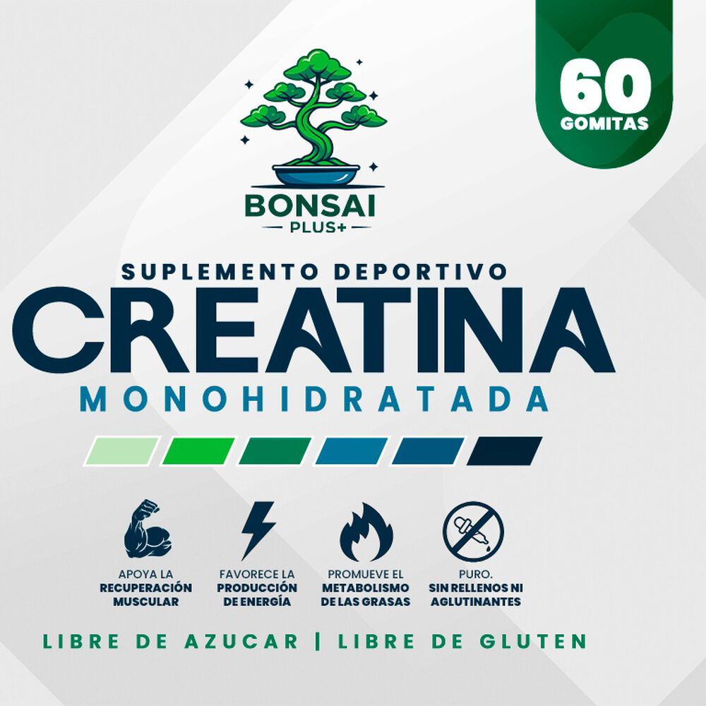 Creatina Monohidratada 60 Gomitas 5g - Gummies - 30 Dias - Bonsai Plus+ image number 4.0