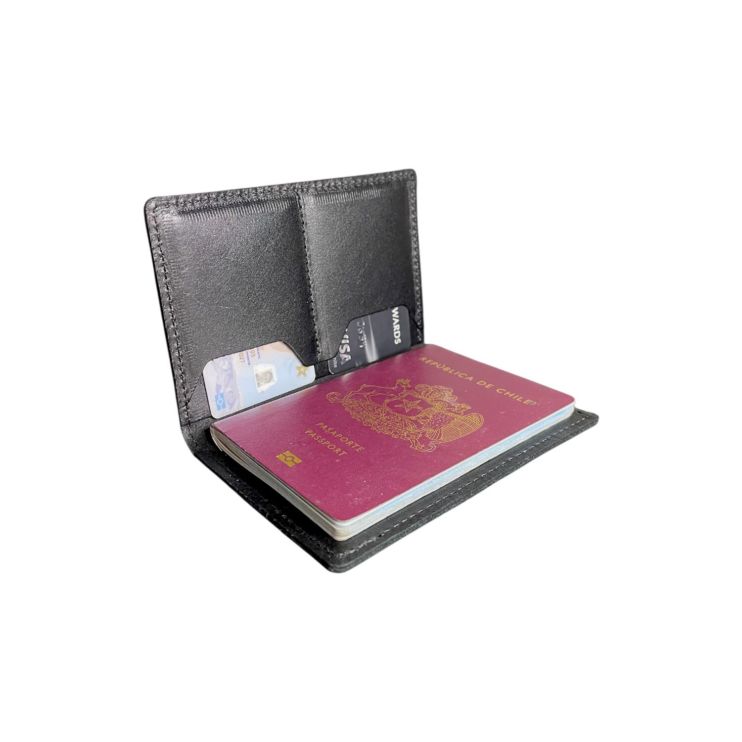 Porta Pasaporte De Cuero Negro Tratur image number 0.0