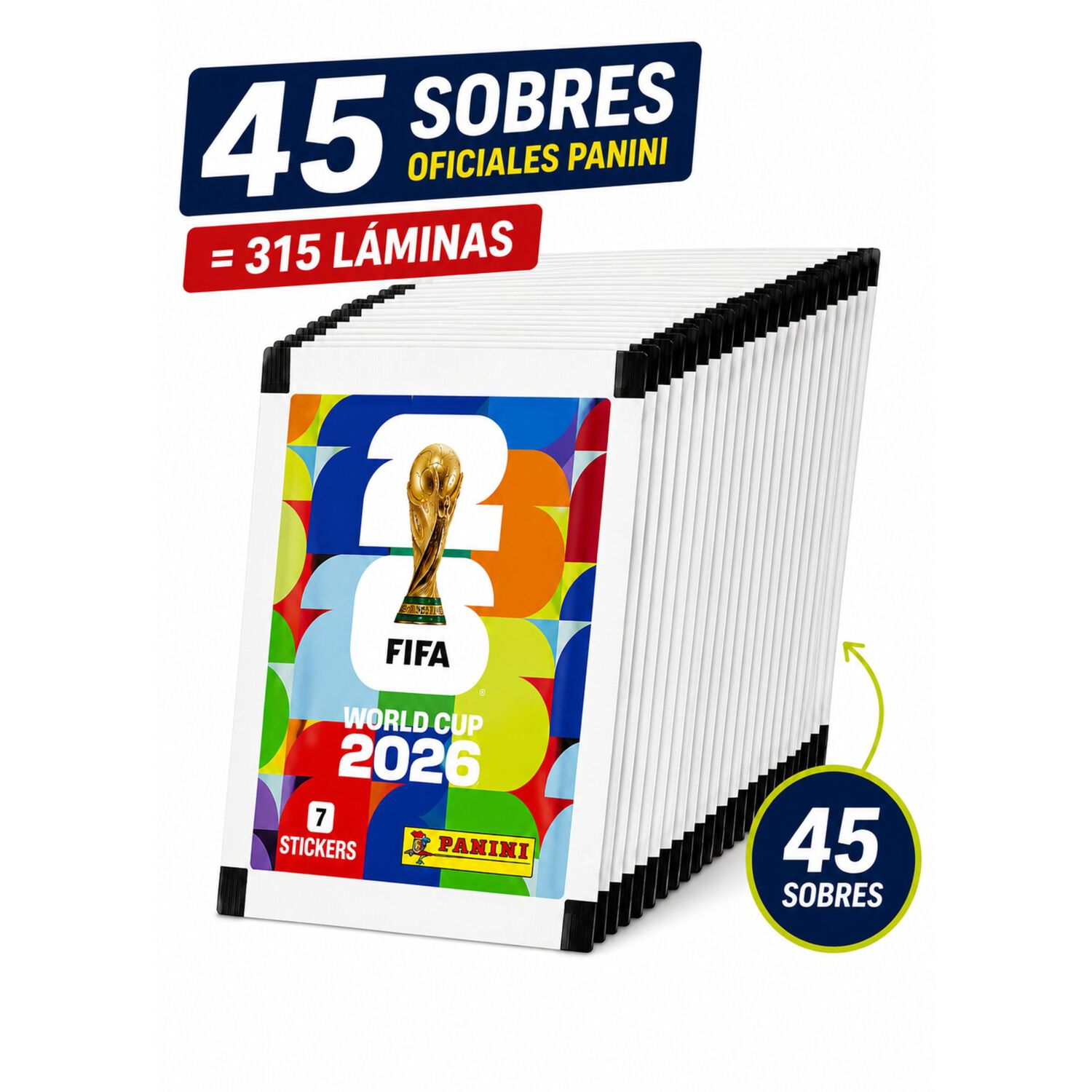 Pack 45 Sobres Panini Mundial Fifa 2026 Original 315 L&aacute;minas image number 1.0