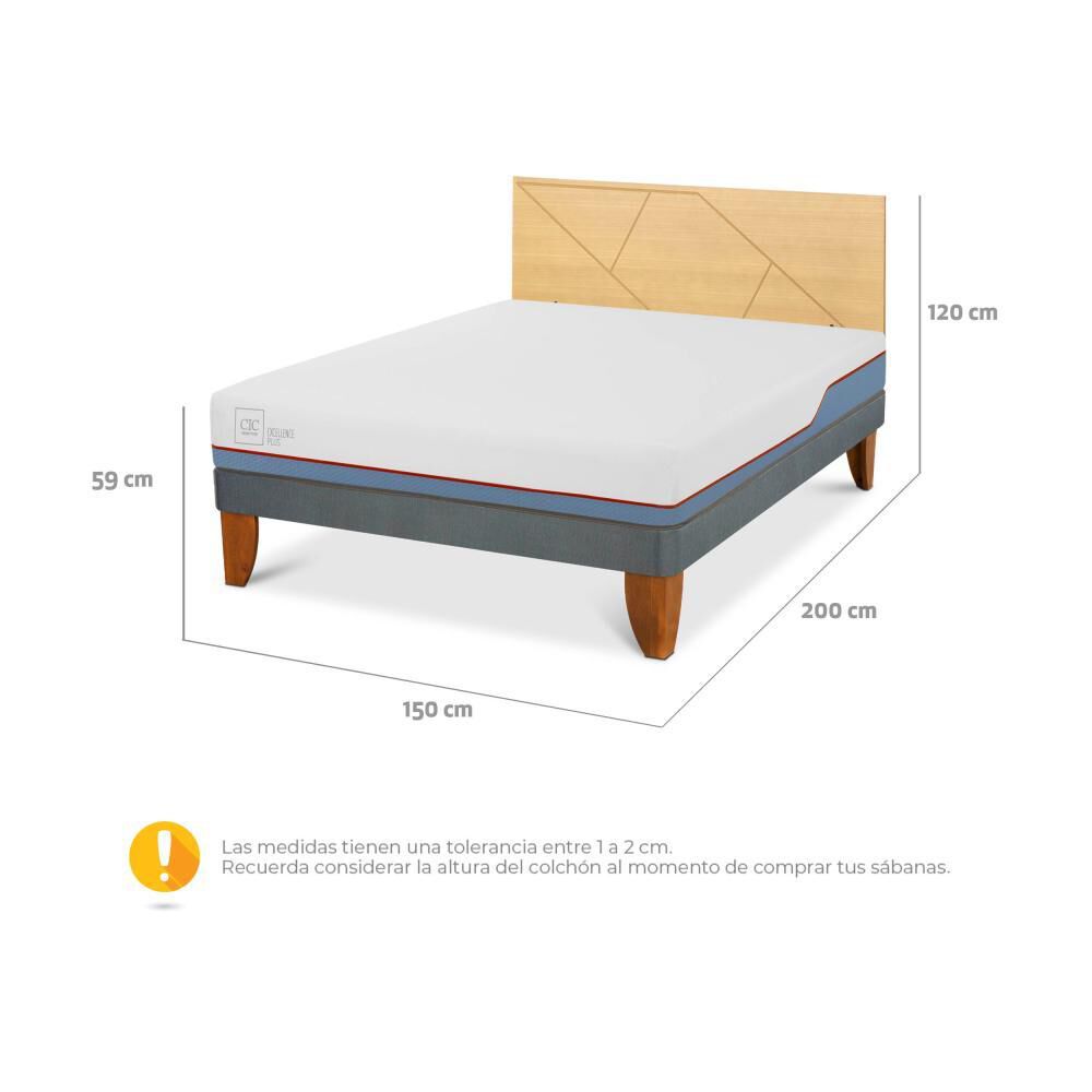Cama Europea Cic Excellence Plus / 2 Plazas / Base Normal + Respaldo image number 2.0