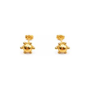Aros Bolita Pistilo 5mm No2 Oro 18k 1.10gr Regalo Mujer Dorado