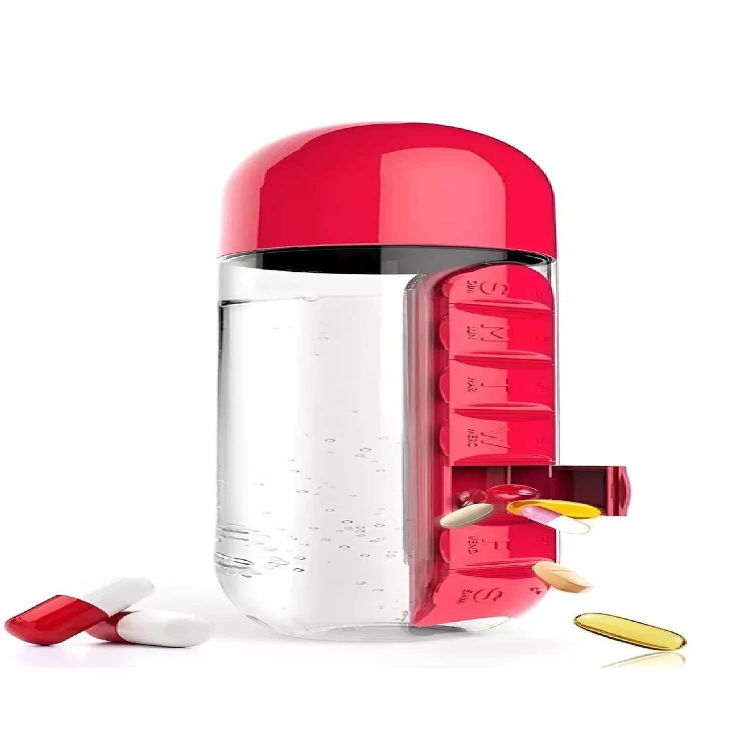 Botella De Agua Pastillero Rojo Organizador Pastilleros image number 0.0