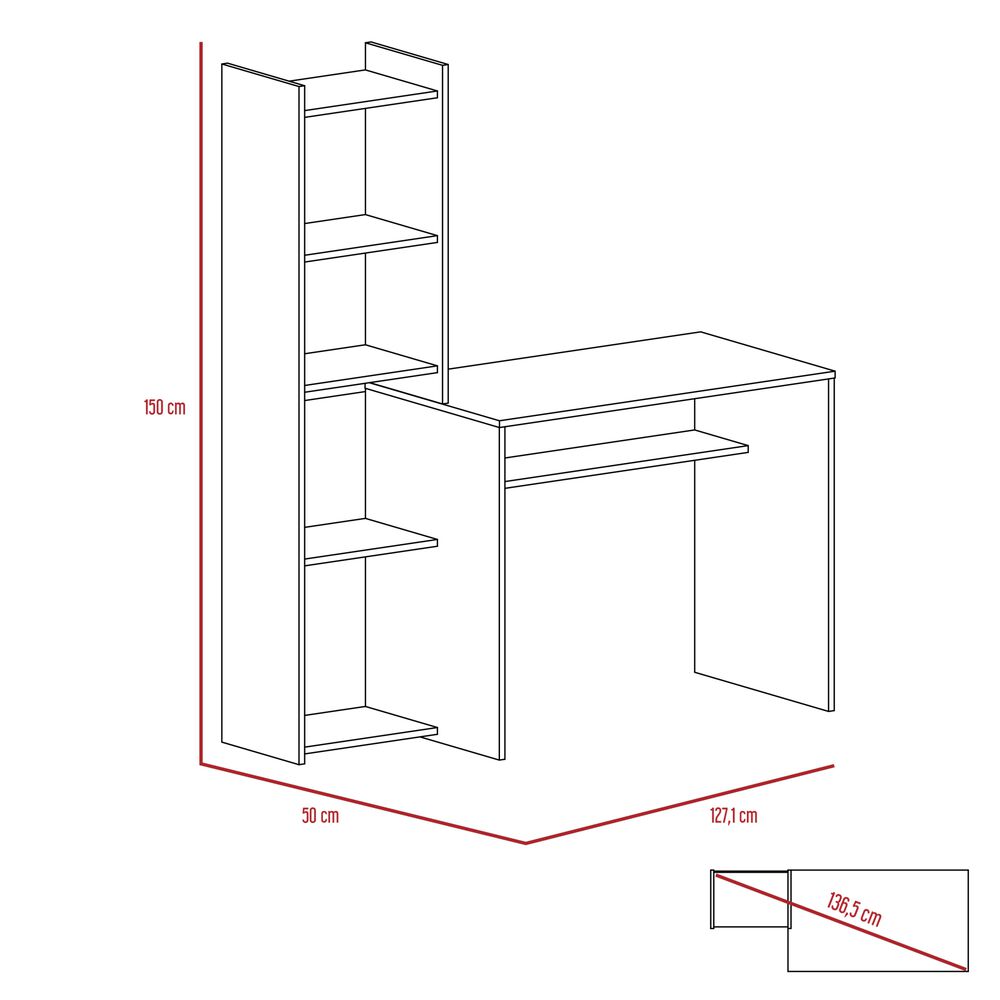 Escritorio Biblioteca 150x127,1x50 Cm Fm-030n Negro image number 5.0