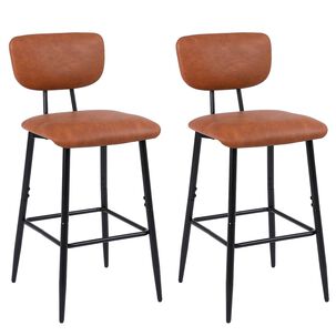 Pack 2 Pisos De Bar O Cocina Mid-century Con Respaldo Marr&oacute;n