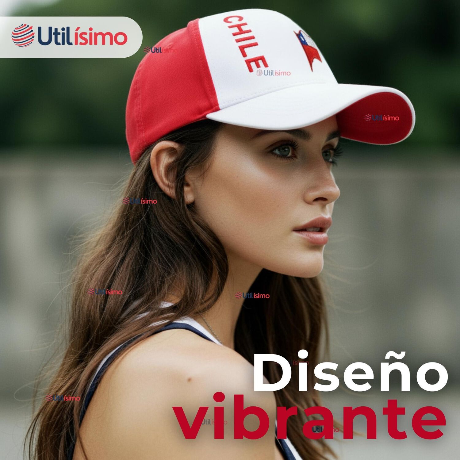 Gorro Jockey Talla &Uacute;nica Alta Calidad Poli&eacute;ster Estampado Chileno image number 2.0