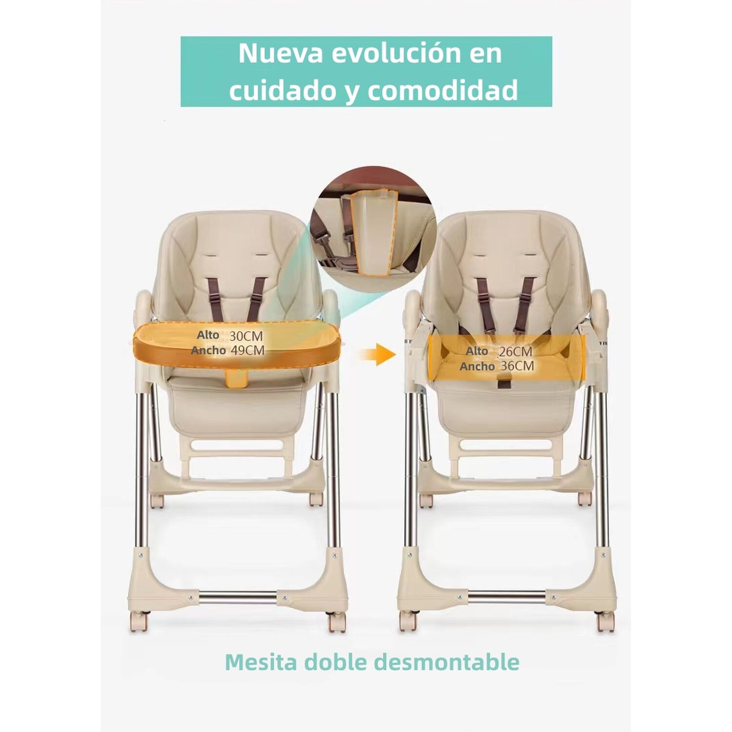 Silla De Comer Multiposiciones Plegable Verde Lubabycas image number 2.0