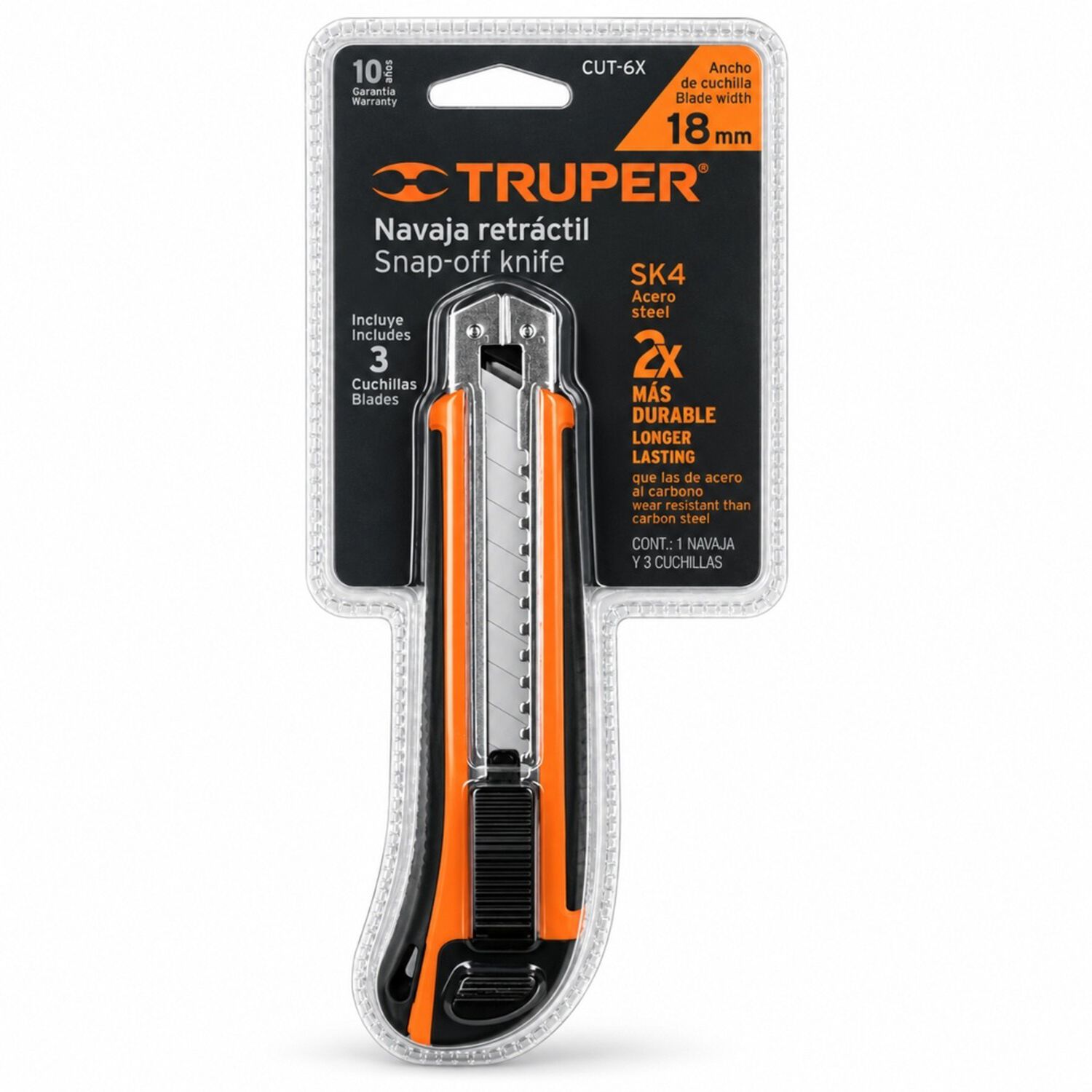 Navaja Retr&aacute;ctil Truper 18 Mm Incluye 3 Cuchillas Cut-6x image number 0.0