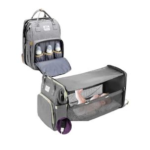 Mochila Maternal 3 En 1 Con Cunita Lubabycas Gris