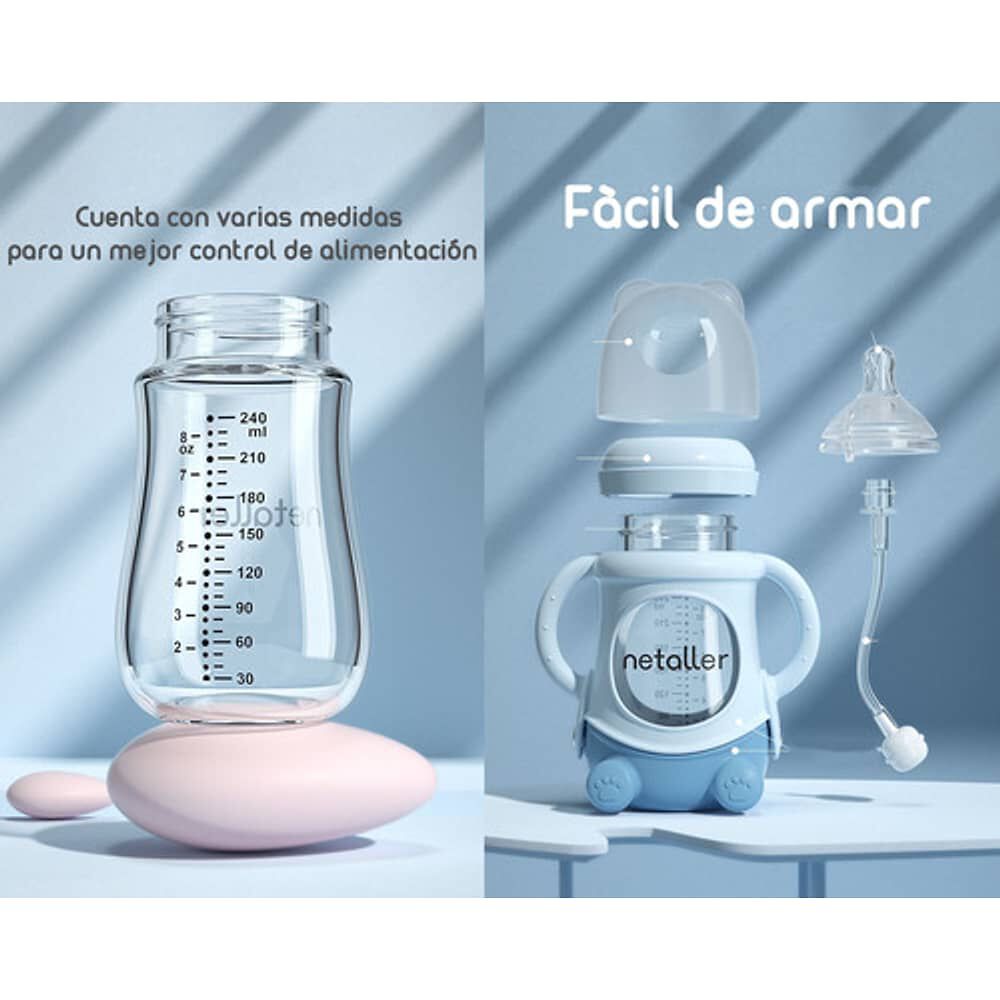 Mamaderas Con Chupetes Y Protector Lubabycas Rosada image number 5.0