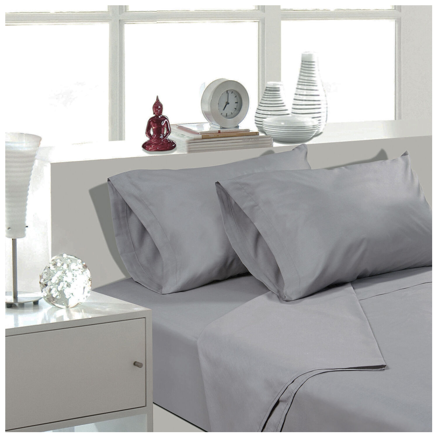 Sabana Unicolor Arthome King Color Gris 144 Hilos image number 0.0