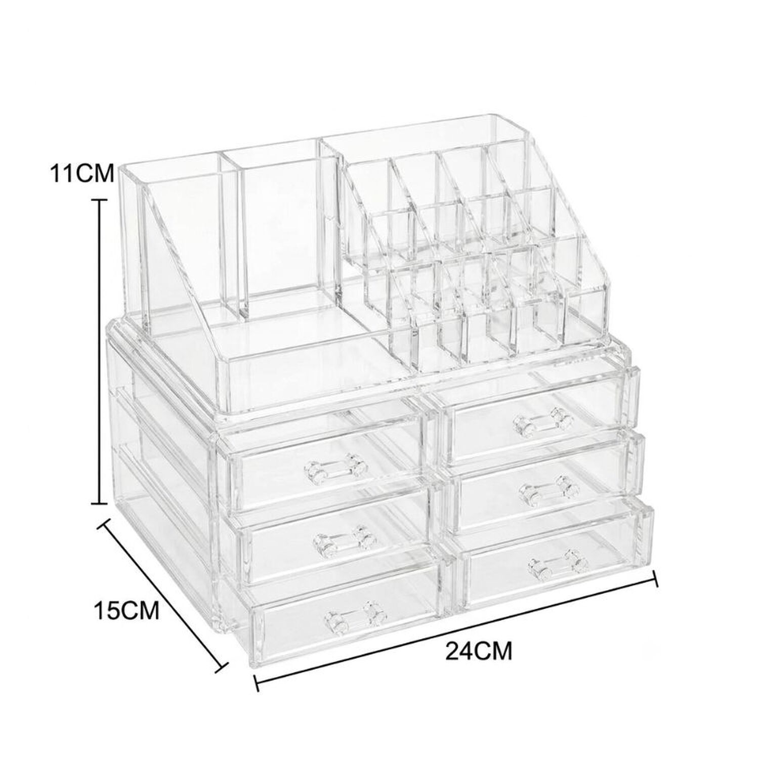 Organizador Cosm&eacute;ticos Acr&iacute;lico 3 Cajones Maquillaje Transparente image number 1.0