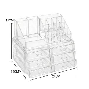 Organizador Cosm&eacute;ticos Acr&iacute;lico 3 Cajones Maquillaje Transparente