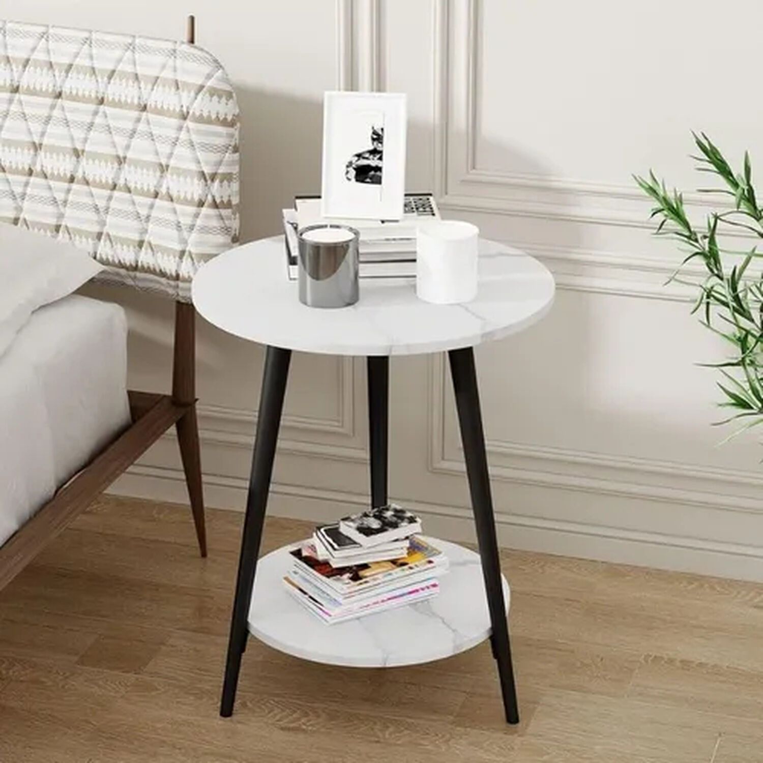 Mesa De Centro Redonda 40x40x52cm Decoraci&oacute;n Minimalista image number 4.0