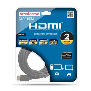 Cable Hdmi 2 Metros 4k 2.0v 3d Ready Arc Hdmi5002 Brasforma