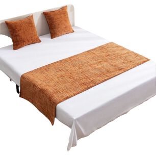 Piecera Para Cama Medida 70x210cm Chenille + 2 Fundas Color Naranja