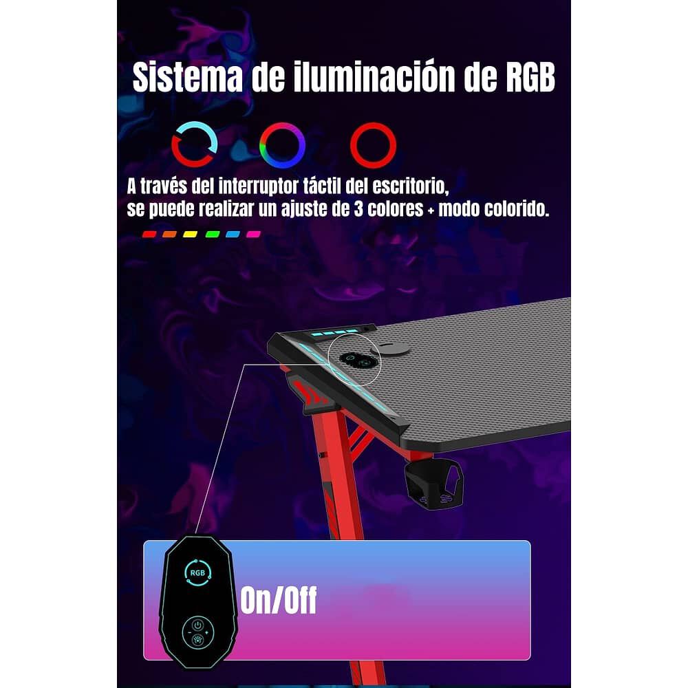 Escritorio Gamer 120x60x73cm Con Luces Negro Lubabycas image number 2.0
