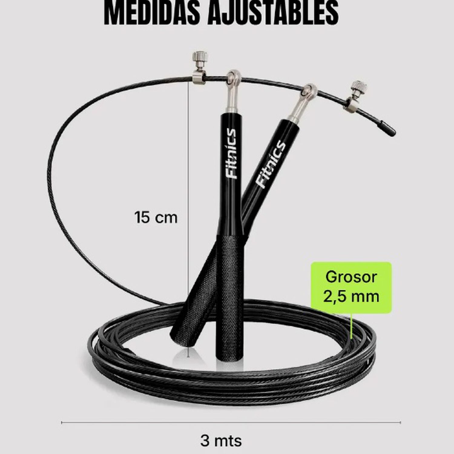 Cuerda Saltar Velocidad Aluminio Negro image number 4.0