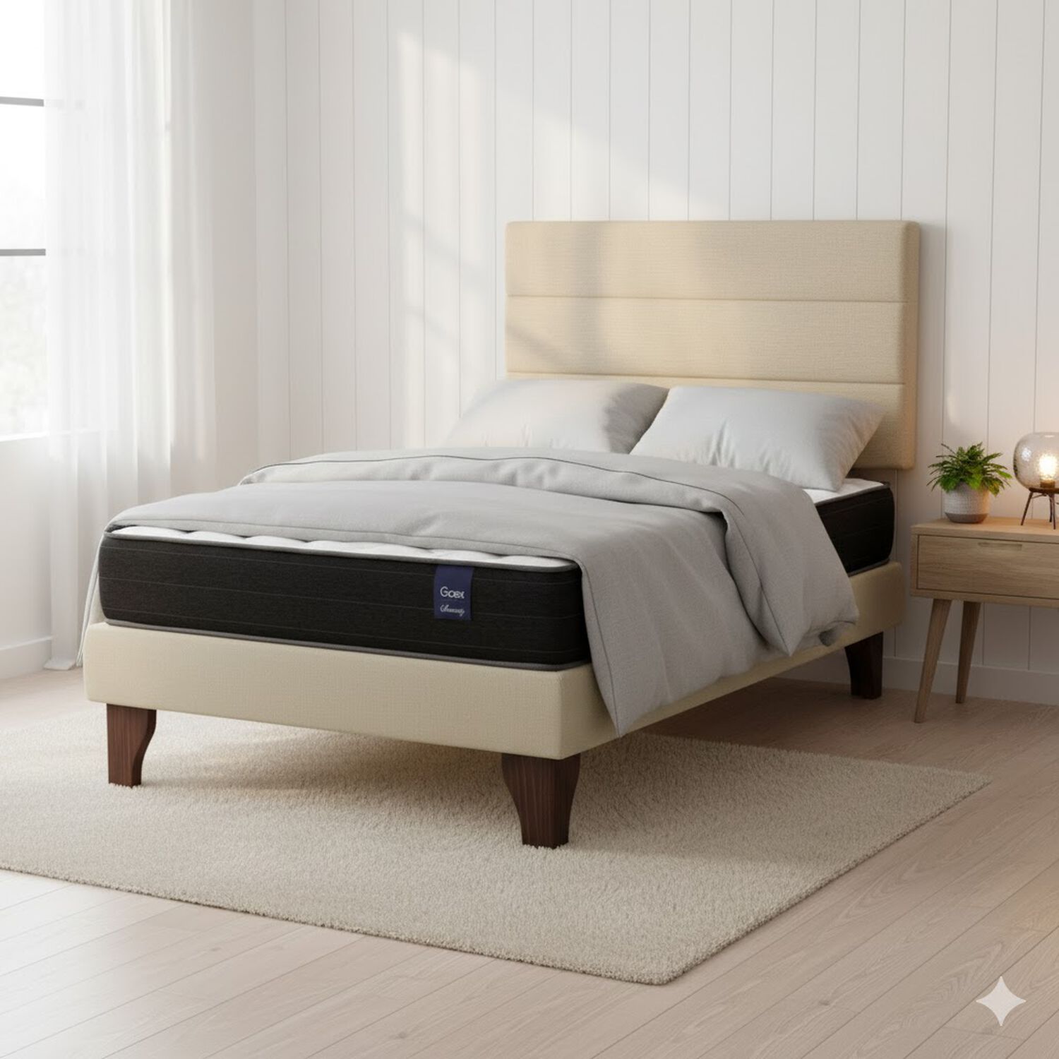 Cama Europea 1 Plaza 190 Respaldo Atacama image number 0.0