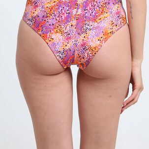 Bikini Calzón Con Amarra Estampado Naranja