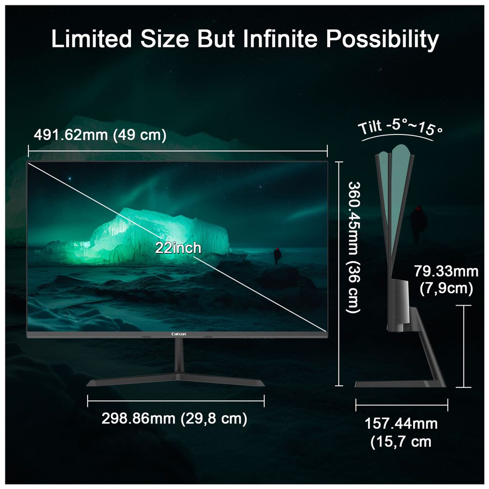 Monitor Oficina Caixun 22" Fhd Ips 75 Hz Vga Hdmi Negro C22x3f image number 2.0