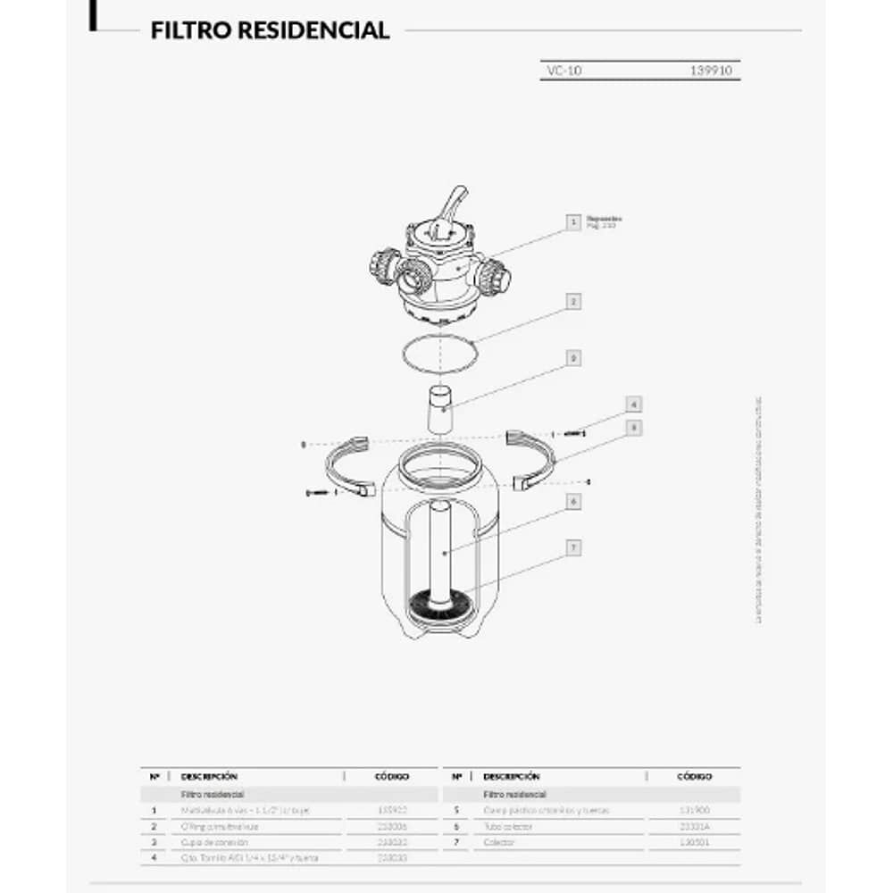 Filtro De Arena Para Piscina Vulcano Vc-10 De 6 V&iacute;as image number 1.0
