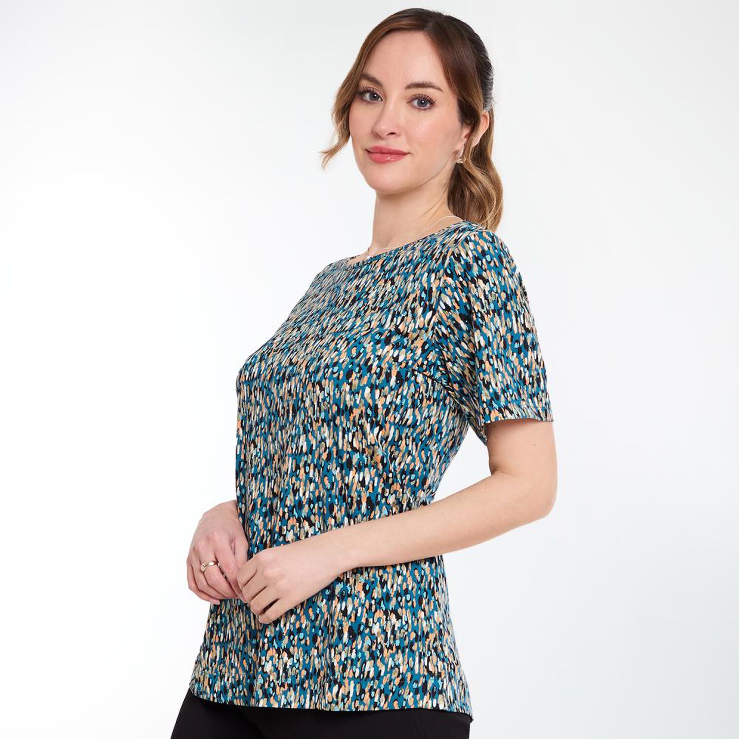 Polera Full Print Manga Corta Cuello Redondo Mujer Lesage image number 2.0