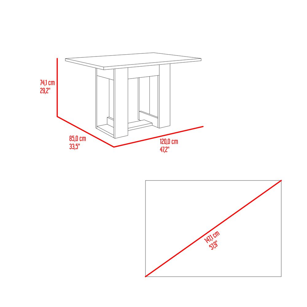 Mesa De Comedor Capacidad Para 4 Puestos 74x120x85 Cm Gris image number 5.0