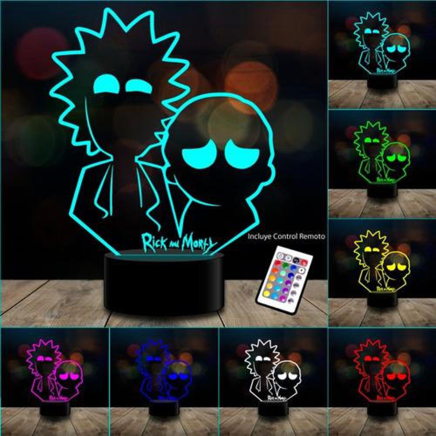 Lampara 3d Rick And Morty Control Remoto 16 Colores image number 1.0