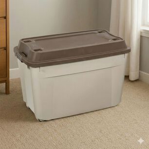 Caja Baul 210 Litros Reyplast Color Beige Tapa Cafe