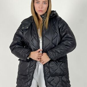 Parka Con Capucha Cuello Metalizado