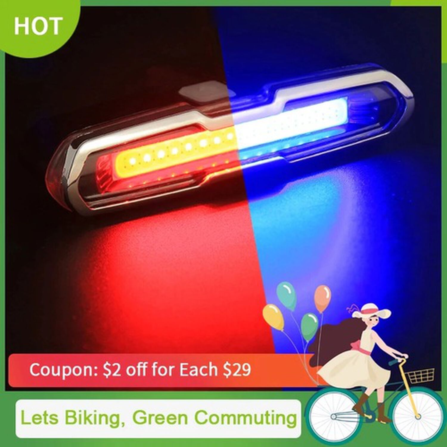 Luz Linterna Led Bicicleta Baliza Muy Potente Recargable Usb 3 Colores Y Funciones Tipo Baliza image number 3.0