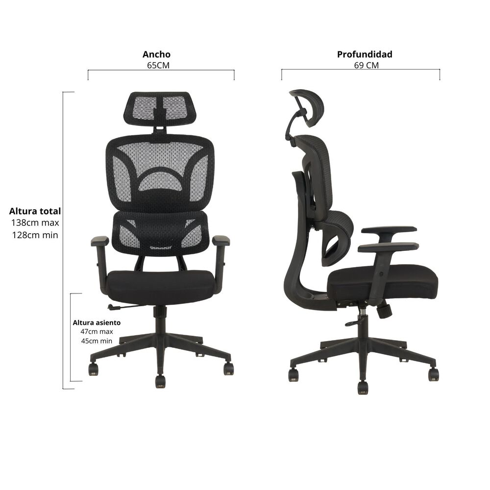Silla Escritorio Ergohuman Kross Negro image number 1.0