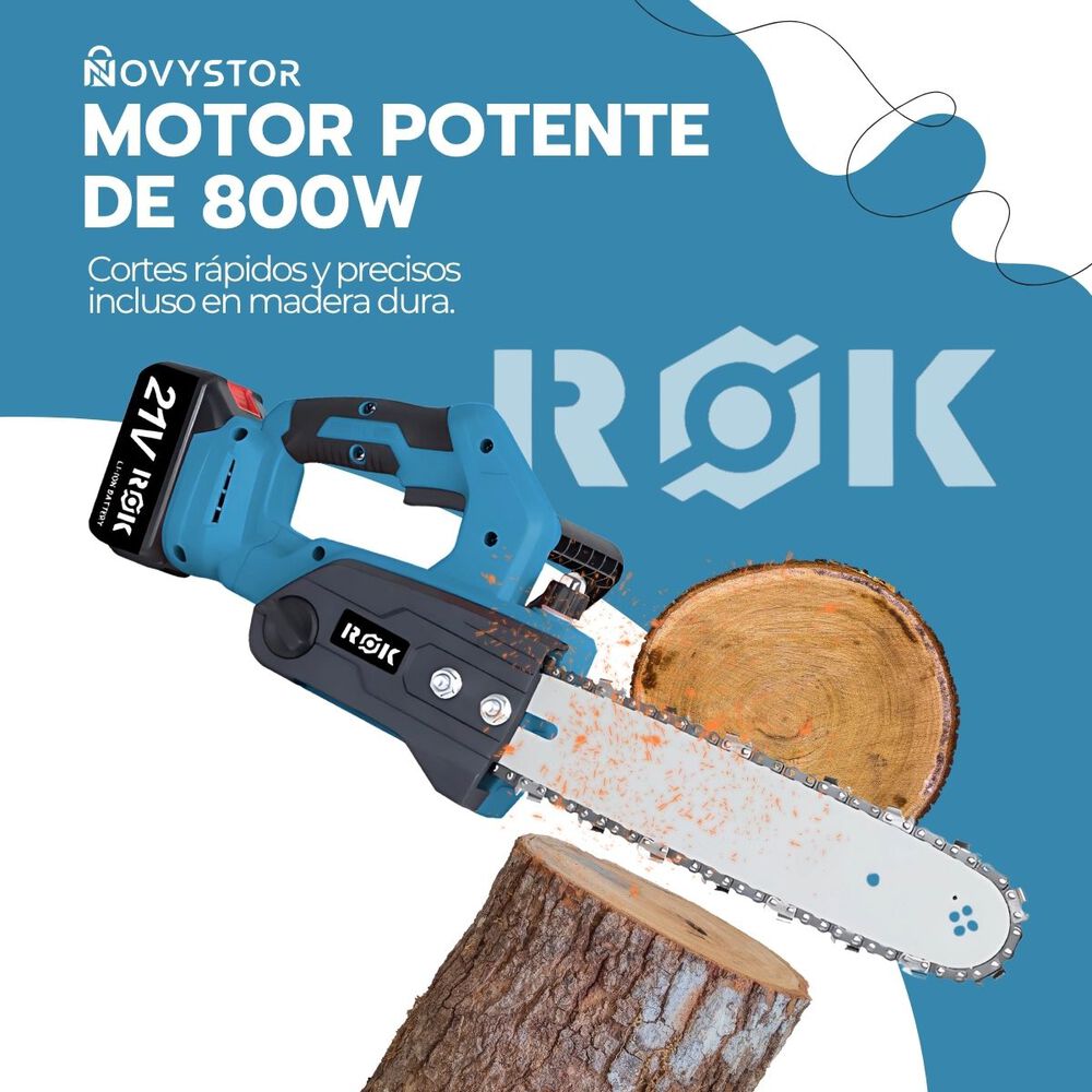 Motosierra Eléctrica Rok 12" 900w 21v 2 Baterías Litio image number 5.0