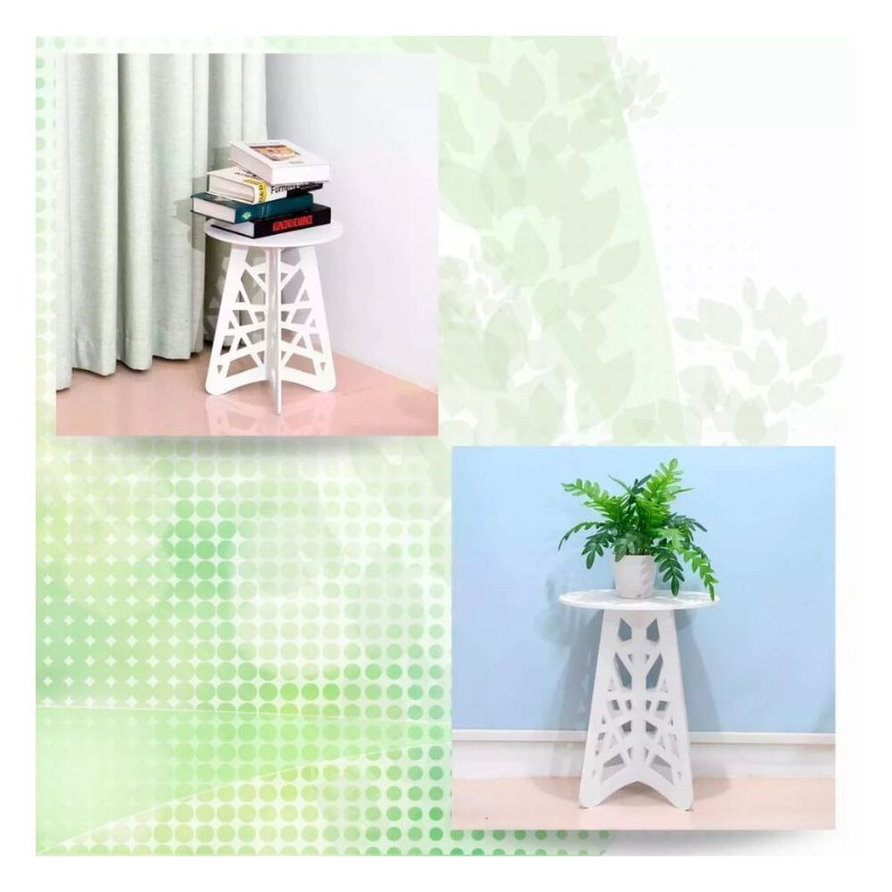 Mesa Auxiliar Moderna De Centro Decoración Redondo Blanca image number 4.0