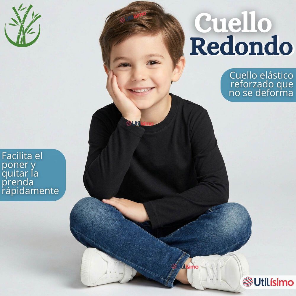 Pack 3 Poleras Camisetas Bamb&uacute; Cuello Redondo Primera Capa Manga Larga Colores Surtido Ni&ntilde;o image number 6.0