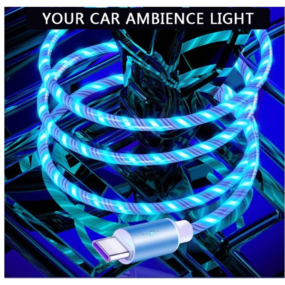 Cable De Carga Para Celular 3 En 1 Tipo C Brillante Luz Led Compatible Para Iphone Magnetico Compatible Ligthing Micro Usb Carga R&aacute;pida image number 6.0