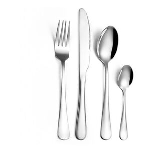 Juego Cubiertos 4 Piezas Acero Inoxidable Plateado