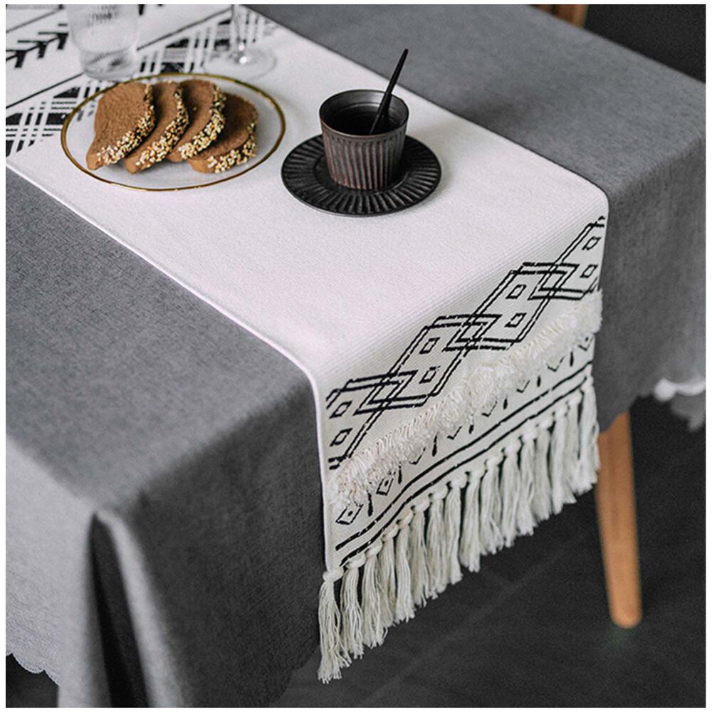 Camino De Mesa De Lino Tejido Con Dise&ntilde;o 35*180cm Mod04 image number 2.0
