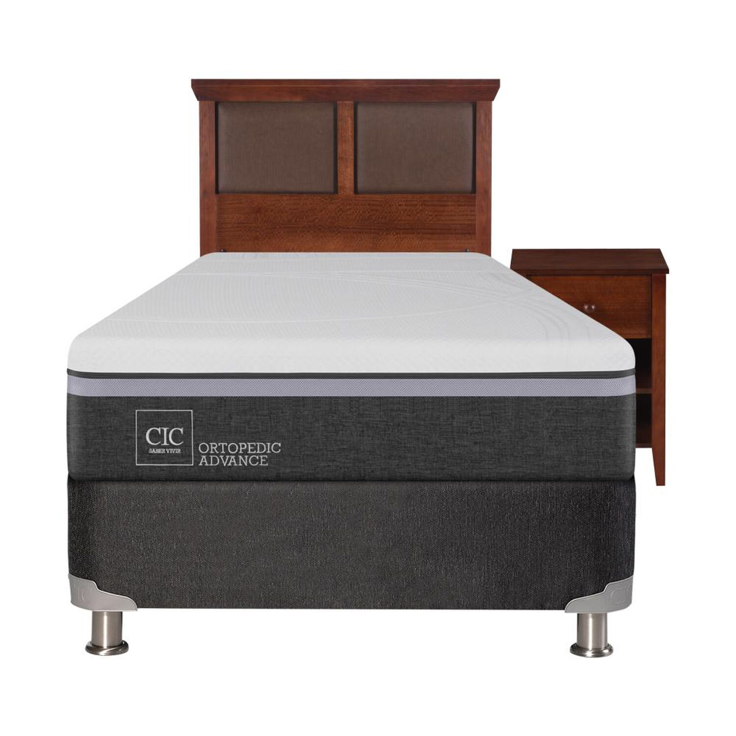 Box Spring Cic Ortopedic / 1.5 Plazas / Base Normal + Set De Maderas image number 0.0